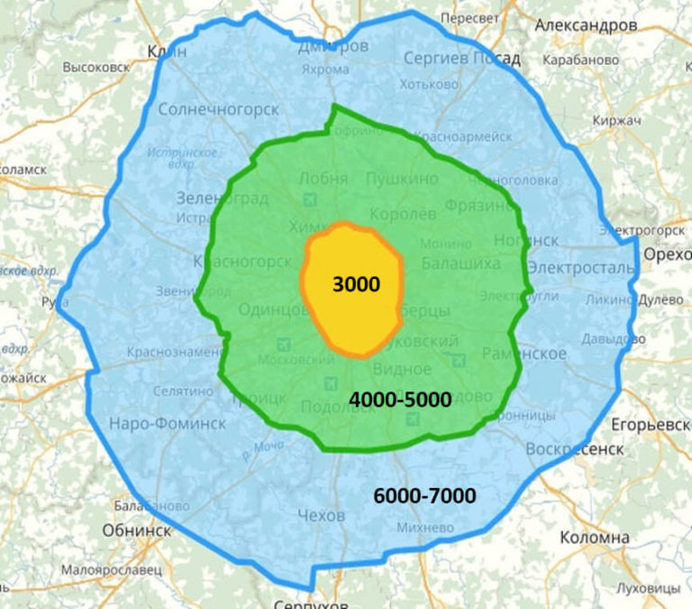 Карта вокруг москвы