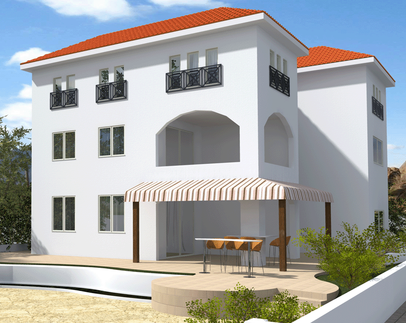 Фасад декора белого дома 3D проект - анимация